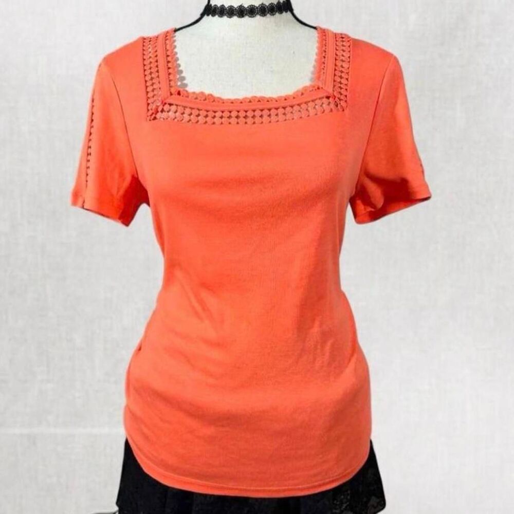 Feminine Y2K Style Coral Square Neck Blouse